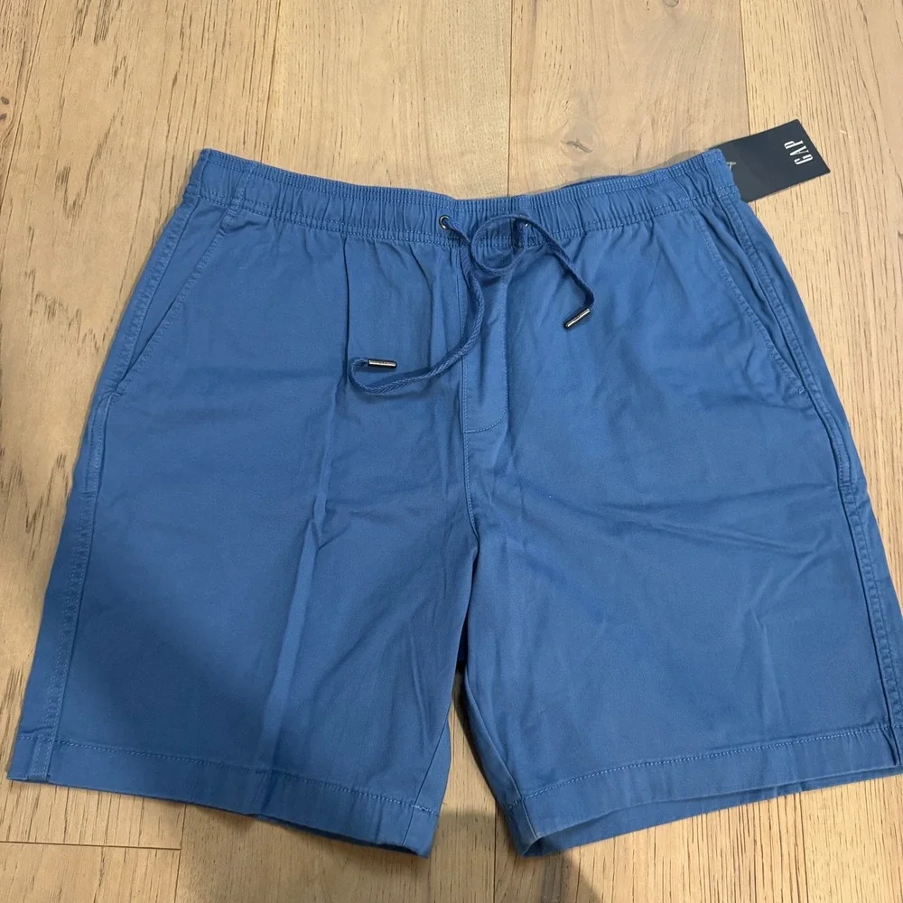 NWT Gap Mens Delft Pull On Shorts Blue‎ Elastic Drawstring QMS1594S Large